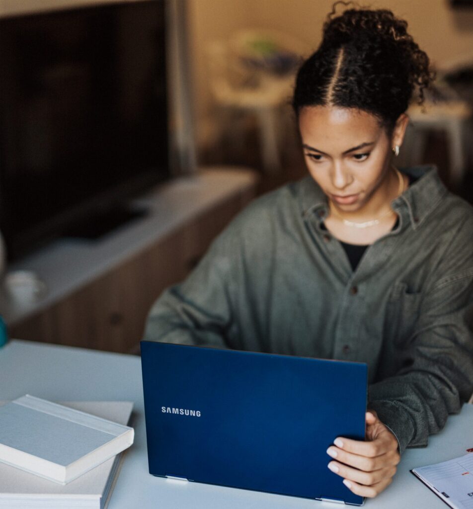 Woman reading bitcoin crypto newsletter containing trading market news analysis